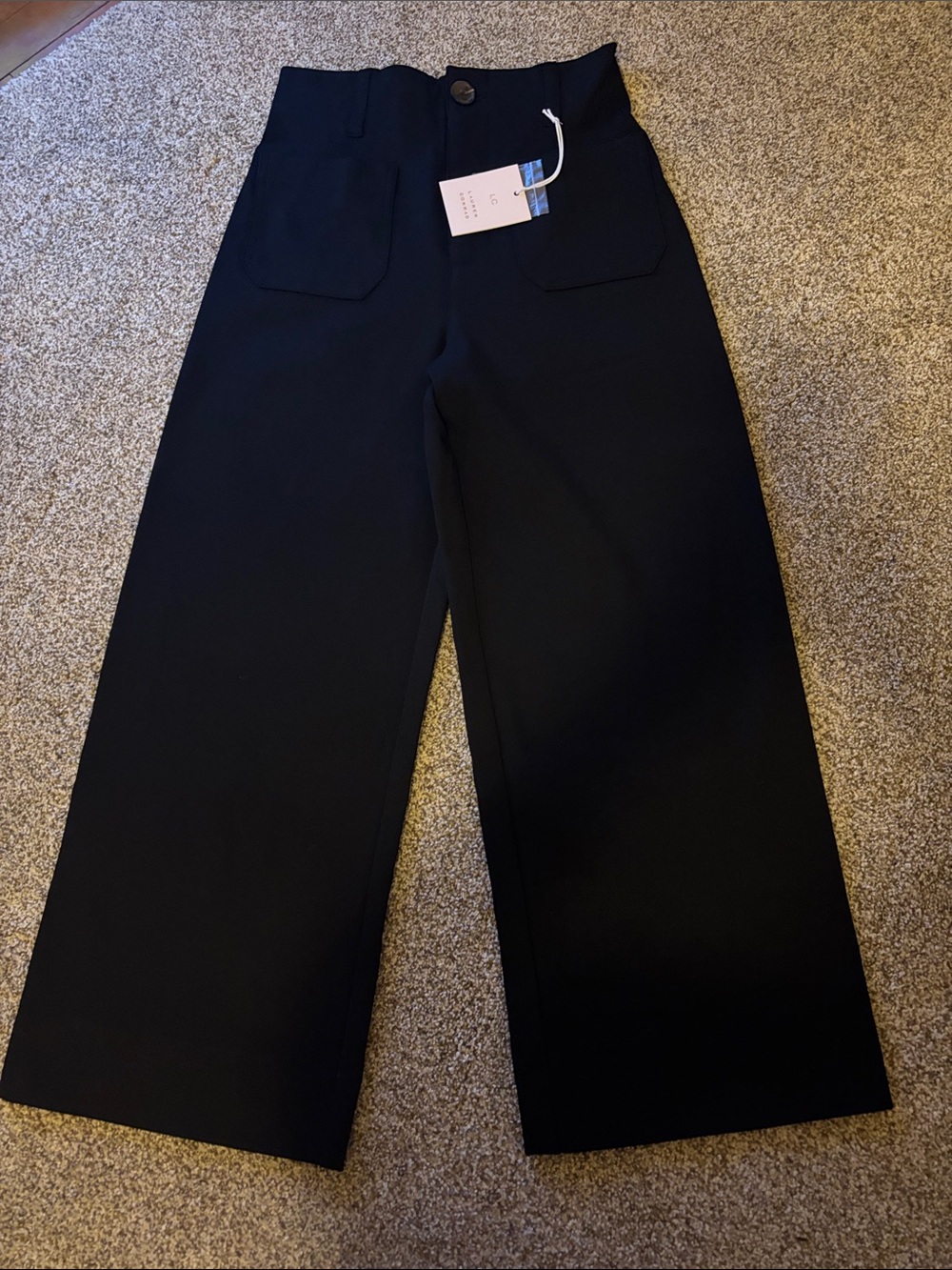LC Lauren Conrad Black High-Rise Wide-Leg Pants with Patch Pockets